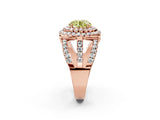 Rose gold Double Halo Fancy Yellow Round Cut Diamond Split Shank Pave Set Ring_5