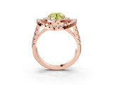 Rose gold Double Halo Fancy Yellow Round Cut Diamond Split Shank Prong Setting Ring_3