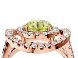 Rose gold Double Halo Fancy Yellow Round Cut Diamond Split Shank Prong Setting Ring_4