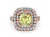 Rose gold Double Halo Fancy Yellow Round  Cut Pave Split Shank Prong Set Ring_15