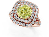Rose gold Double Halo Fancy Yellow Round  Cut Pave Split Shank Prong Set Ring_16