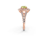 Rose gold Double Halo Fancy Yellow Round  Cut Pave Split Shank Prong Set Ring_17
