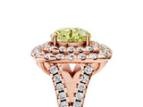 Rose gold Double Halo Fancy Yellow Round  Cut Pave Split Shank Prong Set Ring_20