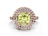 Rose gold Double Halo Fancy Yellow Round  Diamond Pave Band with Four-Prong Setting_17