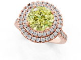 Rose gold Double Halo Fancy Yellow Round  Diamond Pave Band with Four-Prong Setting_18