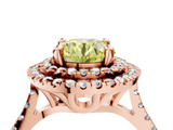 Rose gold Double Halo Fancy Yellow Round  Diamond Pave Band with Four-Prong Setting_21