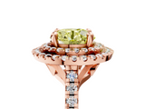 Rose gold Double Halo Fancy Yellow Round  Diamond Pave Band with Four-Prong Setting_22