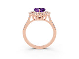 Rose gold Double Halo Heart Cut Amethyst Pavé Band with Four-Prong Setting_3