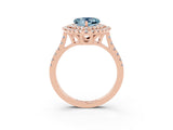 Rose gold Double Halo Heart Cut Aquamarine Pavé Band with Four-Prong Setting_3