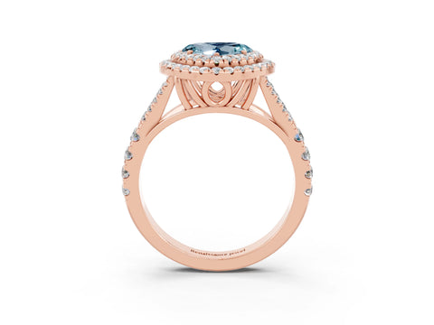 Rose gold Double Halo Heart Cut Aquamarine Split Shank Engagement Ring with Four-Prong Setting_3