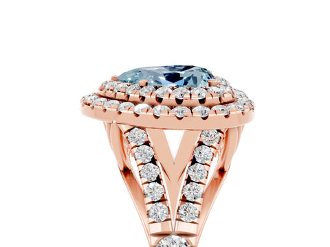 Rose gold Double Halo Heart Cut Aquamarine Split Shank Engagement Ring with Four-Prong Setting_5