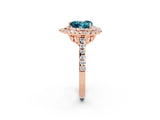 Rose gold Double Halo Heart Cut Blue Topaz Pavé Band with Four-Prong Setting_2