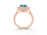 Rose gold Double Halo Heart Cut Blue Topaz Pavé Band with Four-Prong Setting_3