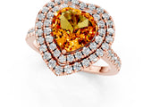 Rose gold Double Halo Heart Cut Citrine Pavé Band with Four-Prong Setting_1