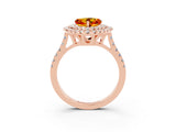 Rose gold Double Halo Heart Cut Citrine Pavé Band with Four-Prong Setting_3