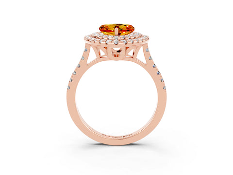 Rose gold Double Halo Heart Cut Citrine Pavé Band with Four-Prong Setting_3