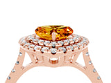 Rose gold Double Halo Heart Cut Citrine Pavé Band with Four-Prong Setting_4
