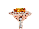 Rose gold Double Halo Heart Cut Citrine Pavé Band with Four-Prong Setting_5