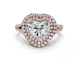 Rose gold Double Halo Heart Cut Diamond Split Shank Engagement Ring with Four-Prong Setting_3