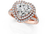 Rose gold Double Halo Heart Cut Diamond Split Shank Engagement Ring with Four-Prong Setting_4