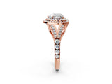 Rose gold Double Halo Heart Cut Diamond Split Shank Engagement Ring with Four-Prong Setting_5