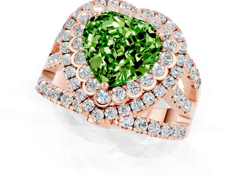 Rose gold Double Halo Heart Cut Diamond Split Shank Pave Set Ring_1