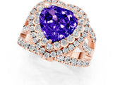 Rose gold Double Halo Heart Cut Diamond Split Shank Pave Set Ring_1