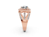 Rose gold Double Halo Heart Cut Diamond Split Shank Pave Set Ring_2