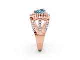 Rose gold Double Halo Heart Cut Diamond Split Shank Pave Set Ring_2