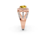 Rose gold Double Halo Heart Cut Diamond Split Shank Pave Set Ring_2