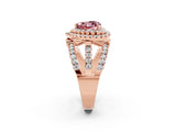 Rose gold Double Halo Heart Cut Diamond Split Shank Pave Set Ring_2
