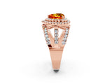 Rose gold Double Halo Heart Cut Diamond Split Shank Pave Set Ring_2