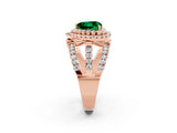 Rose gold Double Halo Heart Cut Diamond Split Shank Pave Set Ring_2