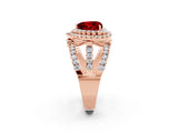 Rose gold Double Halo Heart Cut Diamond Split Shank Pave Set Ring_2