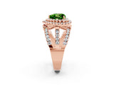 Rose gold Double Halo Heart Cut Diamond Split Shank Pave Set Ring_2