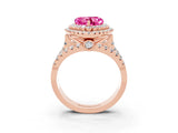Rose gold Double Halo Heart Cut Diamond Split Shank Pave Set Ring_3