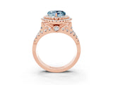 Rose gold Double Halo Heart Cut Diamond Split Shank Pave Set Ring_3