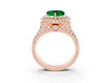 Rose gold Double Halo Heart Cut Diamond Split Shank Pave Set Ring_3