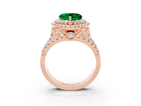 Rose gold Double Halo Heart Cut Diamond Split Shank Pave Set Ring_3