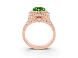 Rose gold Double Halo Heart Cut Diamond Split Shank Pave Set Ring_3