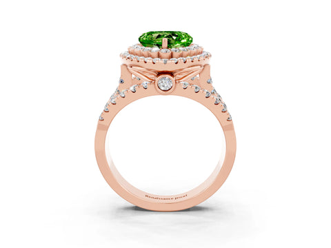 Rose gold Double Halo Heart Cut Diamond Split Shank Pave Set Ring_3