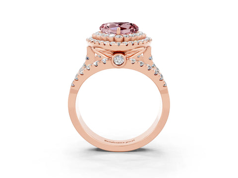 Rose gold Double Halo Heart Cut Diamond Split Shank Pave Set Ring_3