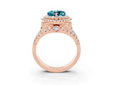 Rose gold Double Halo Heart Cut Diamond Split Shank Pave Set Ring_3