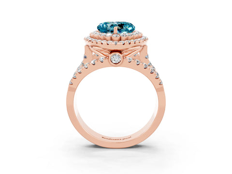 Rose gold Double Halo Heart Cut Diamond Split Shank Pave Set Ring_3