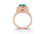Rose gold Double Halo Heart Cut Diamond Split Shank Pave Set Ring_3