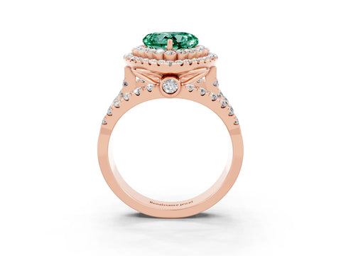 Rose gold Double Halo Heart Cut Diamond Split Shank Pave Set Ring_3