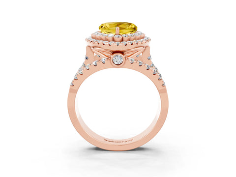 Rose gold Double Halo Heart Cut Diamond Split Shank Pave Set Ring_3