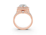 Rose gold Double Halo Heart Cut Diamond Split Shank Pave Set Ring_3