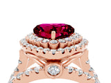 Rose gold Double Halo Heart Cut Diamond Split Shank Pave Set Ring_4