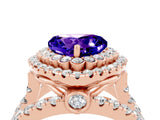 Rose gold Double Halo Heart Cut Diamond Split Shank Pave Set Ring_4